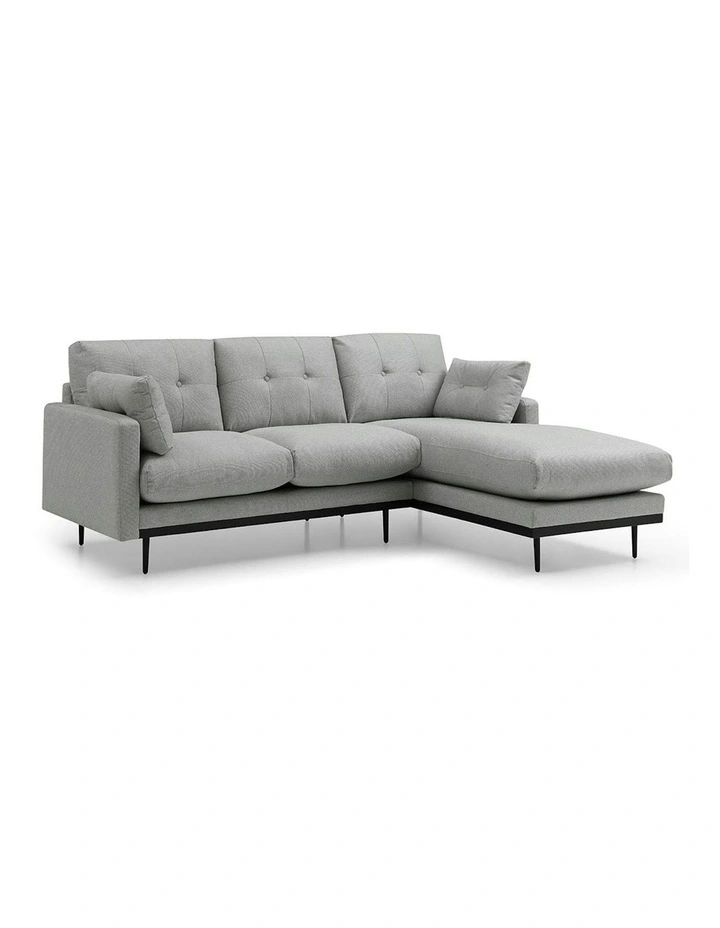 HAVANA 3 Seater Sofa with Right Chaise - Light Grey & Black image 1