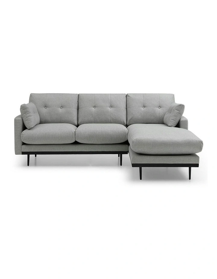 HAVANA 3 Seater Sofa with Right Chaise - Light Grey & Black image 3