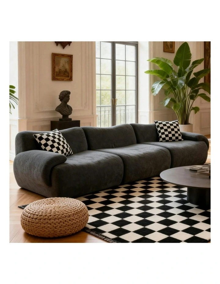ZAHRA Three Seater Compressed Sofa - Charcoal image 3