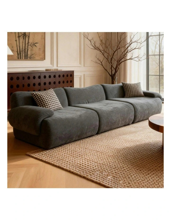 ZAHRA Three Seater Compressed Sofa - Charcoal image 4