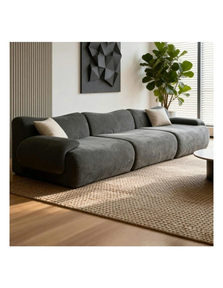 ZAHRA Three Seater Compressed Sofa - Charcoal image 6