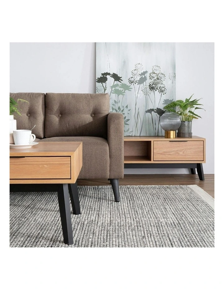 MALTON Entertainment TV Unit 180cm - Natural & Black image 3