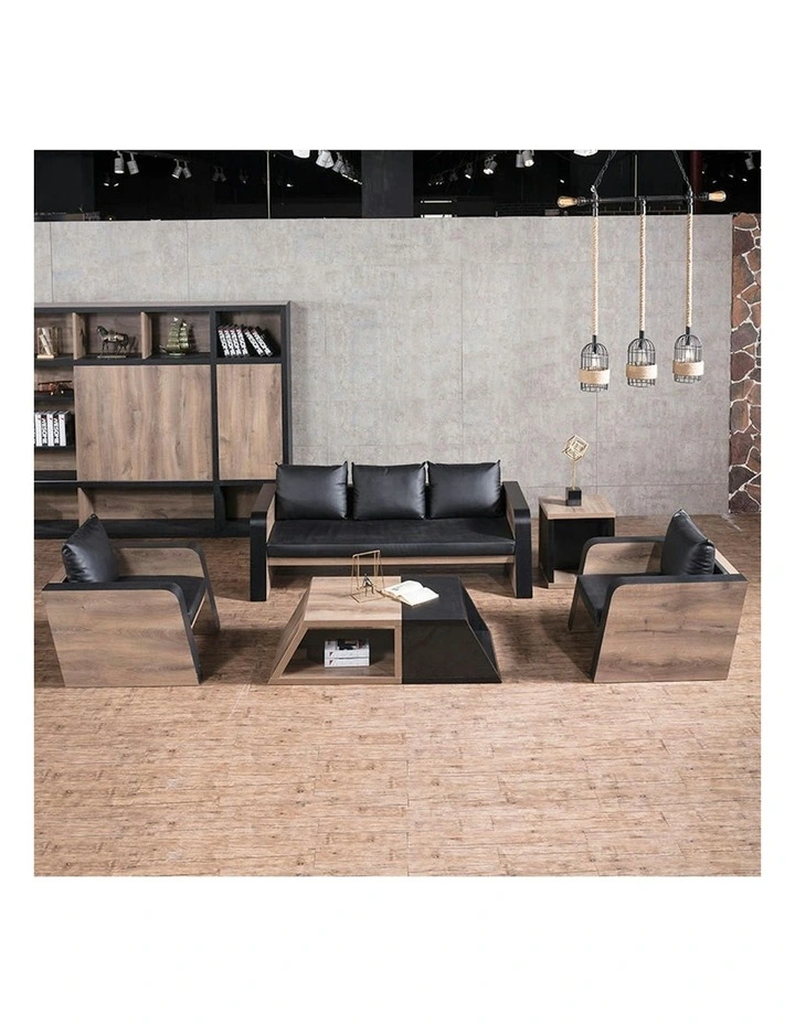 FRANCO Three Seater Sofa - Warm Oak & Black image 3