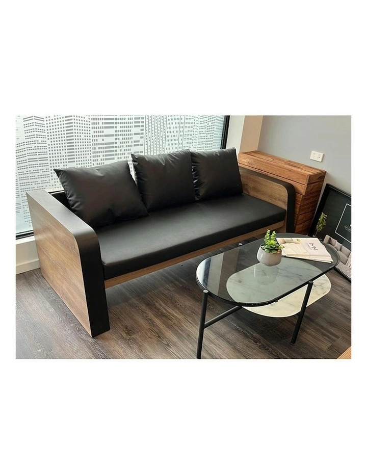 FRANCO Three Seater Sofa - Warm Oak & Black image 4