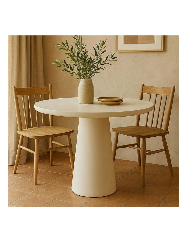 ROCCO Indoor & Outdoor Dining Table 80cm - White Concrete image 2