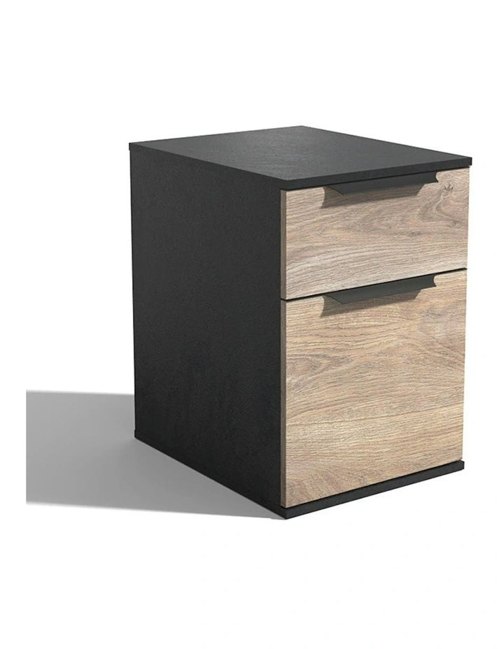 TRIBECA 2 Drawer Filing Pedestal Cabinet - Warm Oak & Black image 1