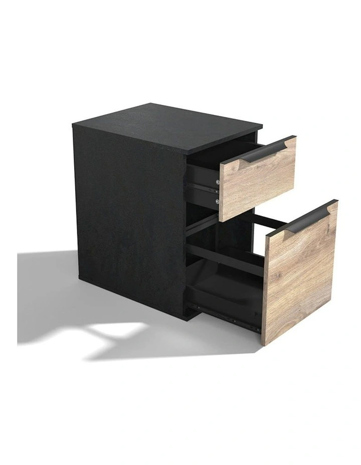 TRIBECA 2 Drawer Filing Pedestal Cabinet - Warm Oak & Black image 2