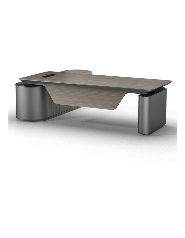 LUCA Sit & Stand Executive Desk with Electric Lift and Reversible Return 240cm - Hazelnut & Grey image 3