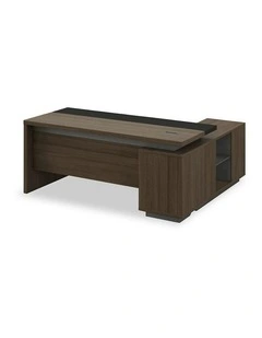 Carter Executive Office Desk   Left Return - 180cm - Coffee & Grey
