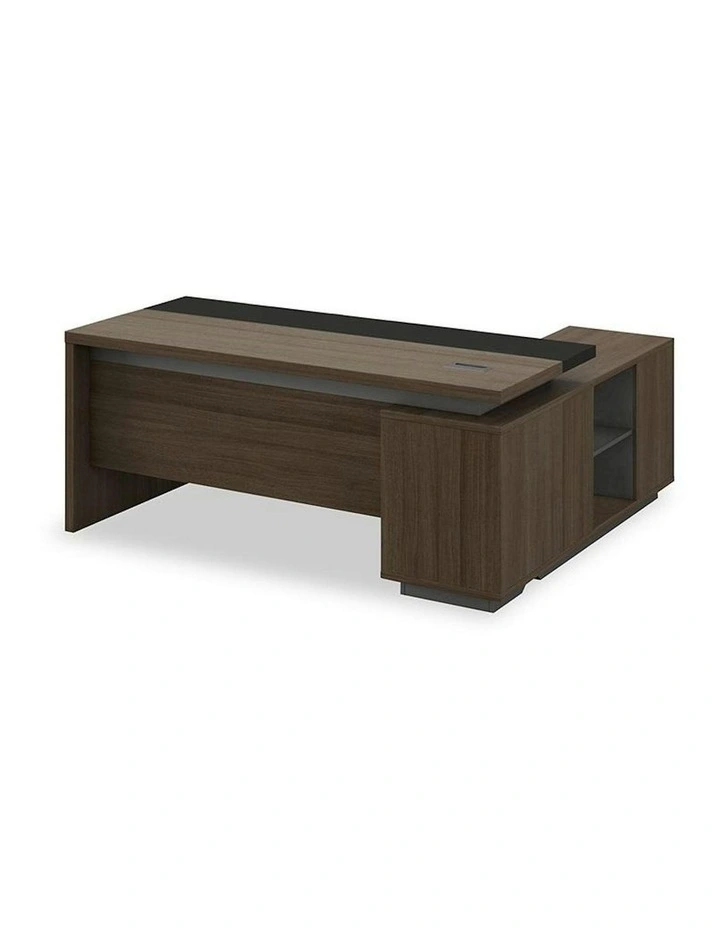 Carter Executive Office Desk Left Return - 180cm - Coffee & Grey image 1
