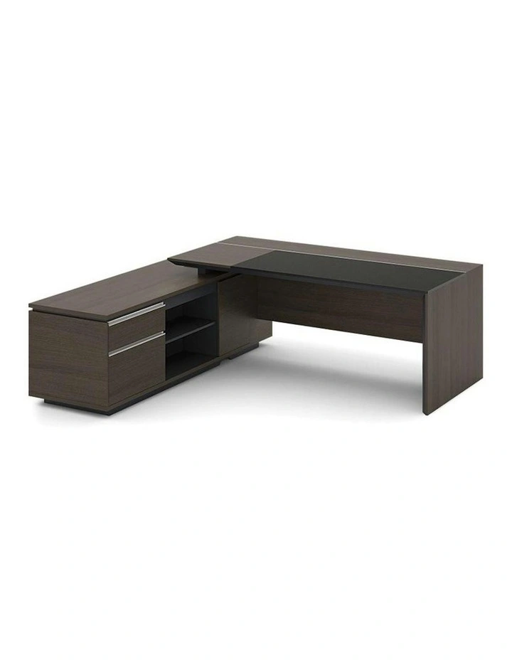 Carter Executive Office Desk Left Return - 180cm - Coffee & Grey image 5