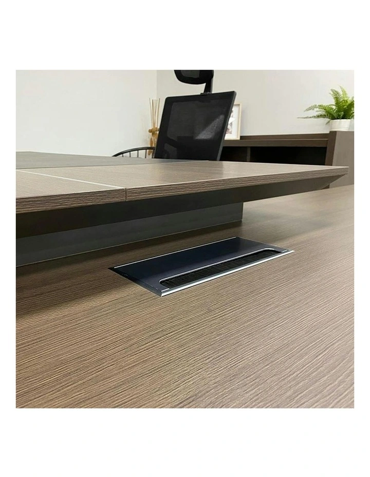 Carter Executive Office Desk Left Return - 180cm - Coffee & Grey image 6