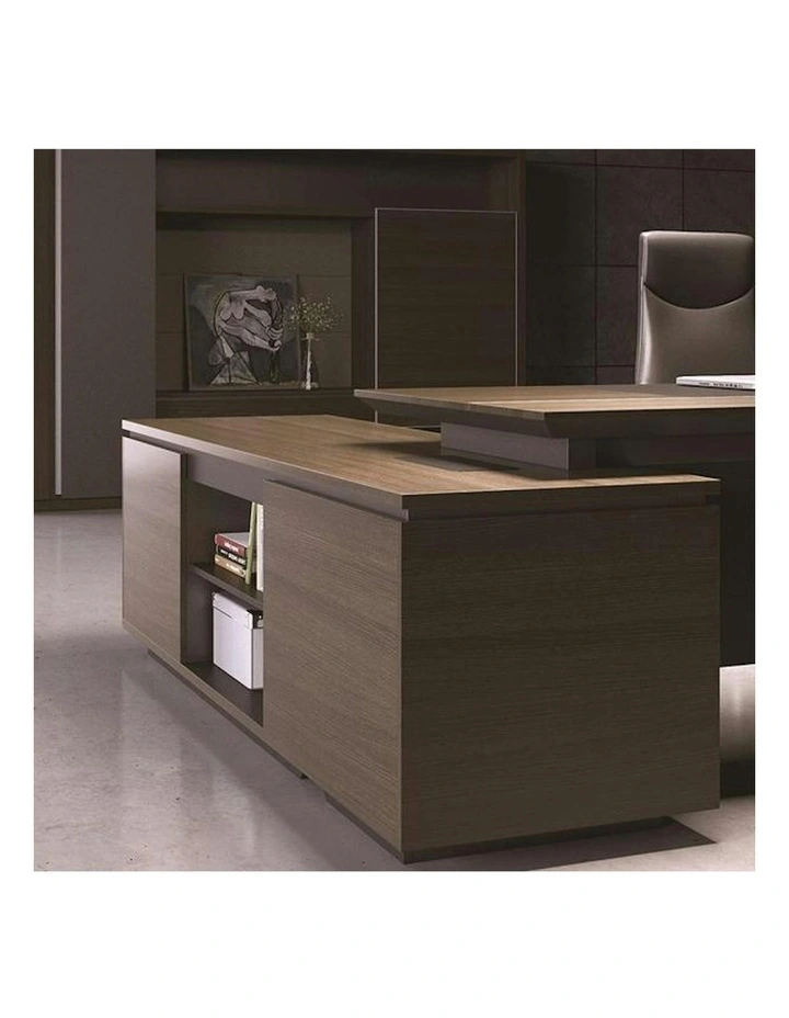 Carter Executive Office Desk Left Return - 180cm - Coffee & Grey image 7