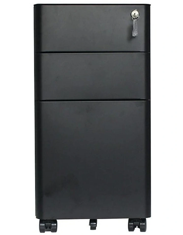 MARLO 3 Drawer Slim Mobile Pedestal Cabinet - Black image 3