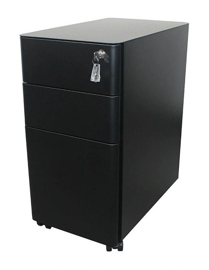 MARLO 3 Drawer Slim Mobile Pedestal Cabinet - Black image 4