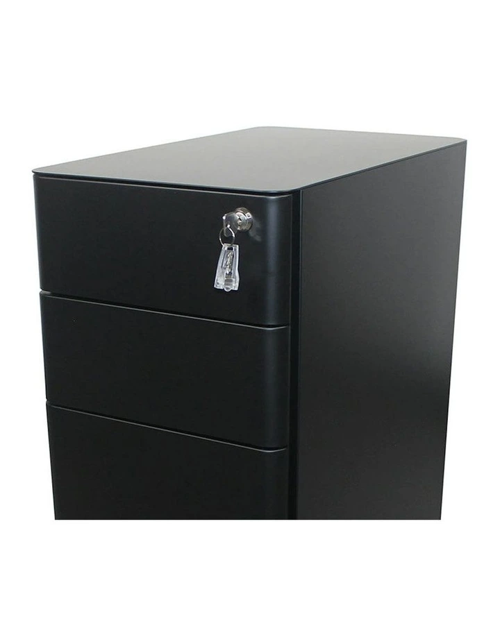 MARLO 3 Drawer Slim Mobile Pedestal Cabinet - Black image 6