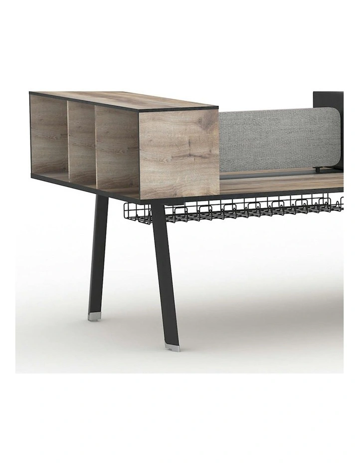 ARTO 6 Person Workstation Double Sided 5.0M - Warm Oak & Black image 2