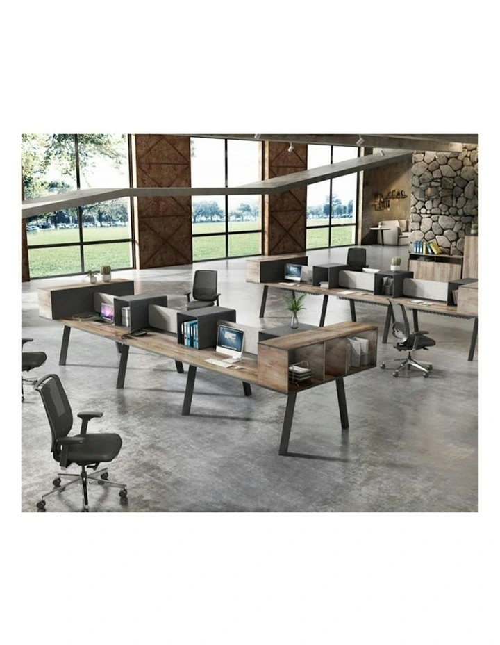 ARTO 6 Person Workstation Double Sided 5.0M - Warm Oak & Black image 4