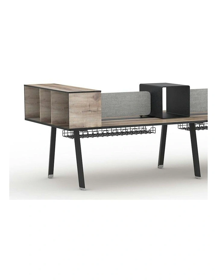 ARTO 6 Person Workstation Double Sided 5.0M - Warm Oak & Black image 5
