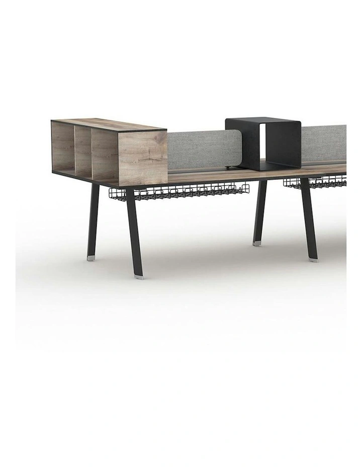 ARTO 6 Person Workstation Double Sided 5.0M - Warm Oak & Black image 7