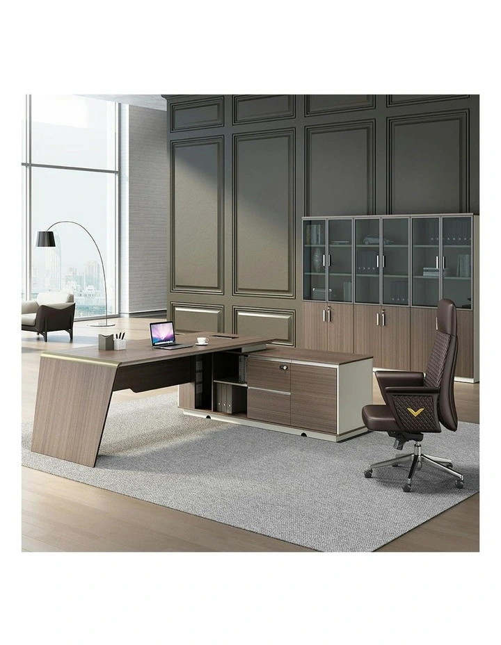 ANDERS Executive Desk Reversible Return 2.2M - Hazelnut & Beige image 2
