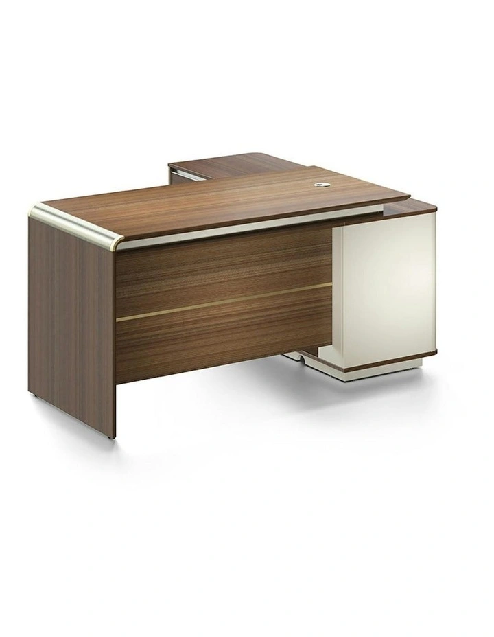 ANDERSON Executive Desk 1.6M Reversible - Hazelnut & Beige image 1