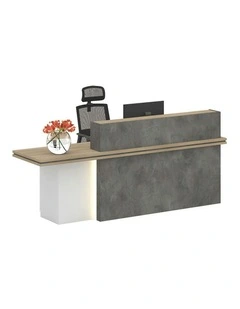 JARIN Reception Desk 2.4M Left Panel - Carbon Grey & White Colour