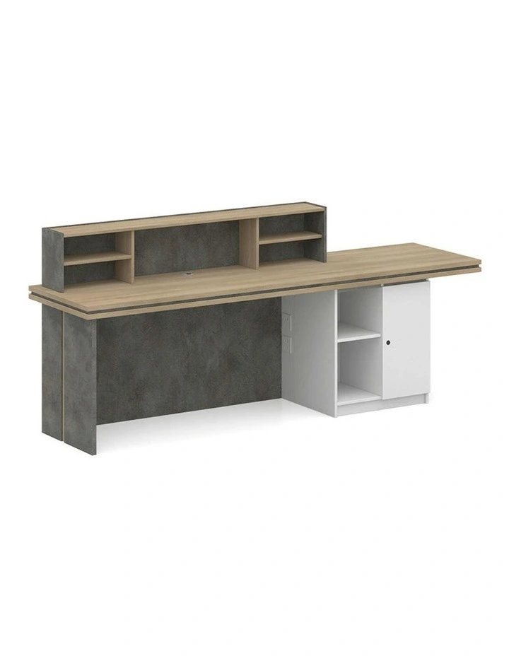 JARIN Reception Desk 2.4M Left Panel - Carbon Grey & White Colour image 5