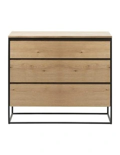 RIVOLI Chest of 3 Drawers - Natural Oak / Black