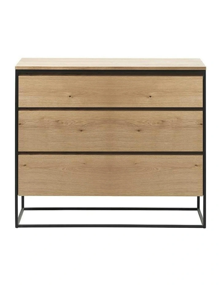 RIVOLI Chest of 3 Drawers - Natural Oak / Black image 1