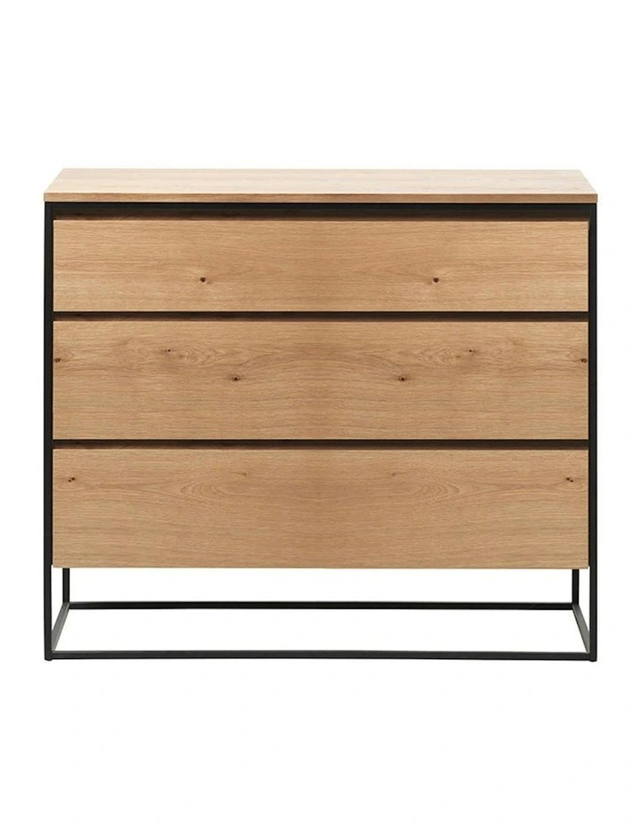 RIVOLI Chest of 3 Drawers - Natural Oak / Black image 3