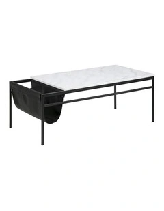 DARIEN Marble Coffee Table 115cm - White & Black