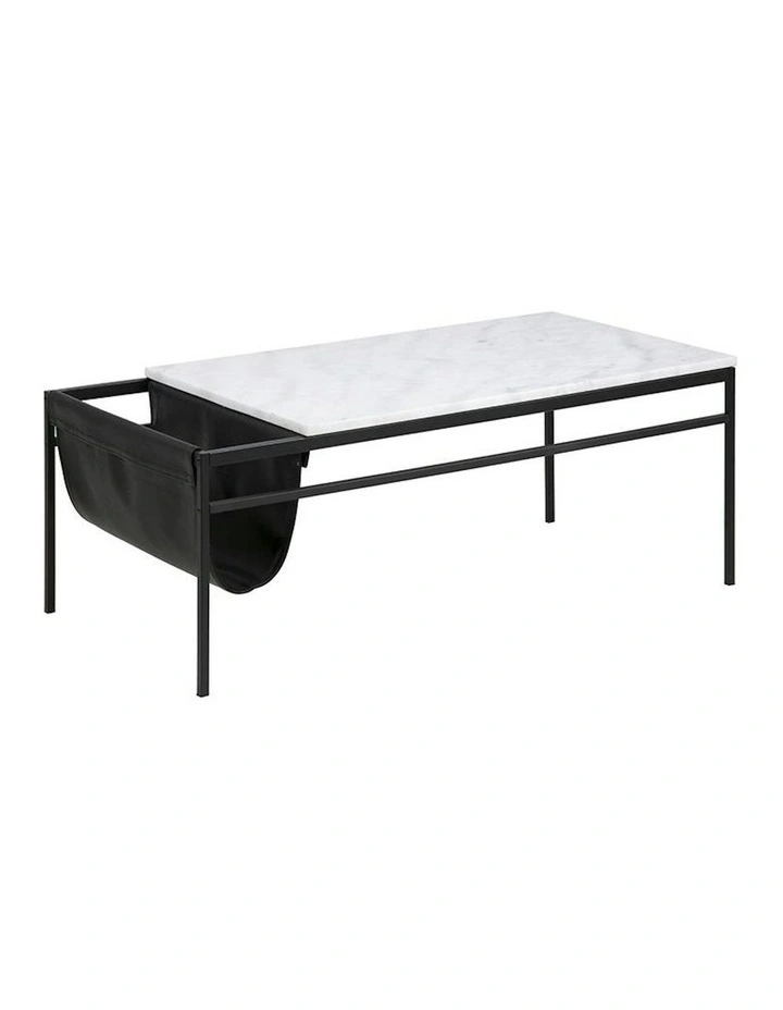 DARIEN Marble Coffee Table 115cm - White & Black image 1