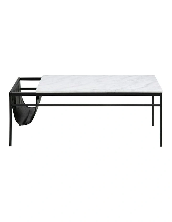 DARIEN Marble Coffee Table 115cm - White & Black image 2