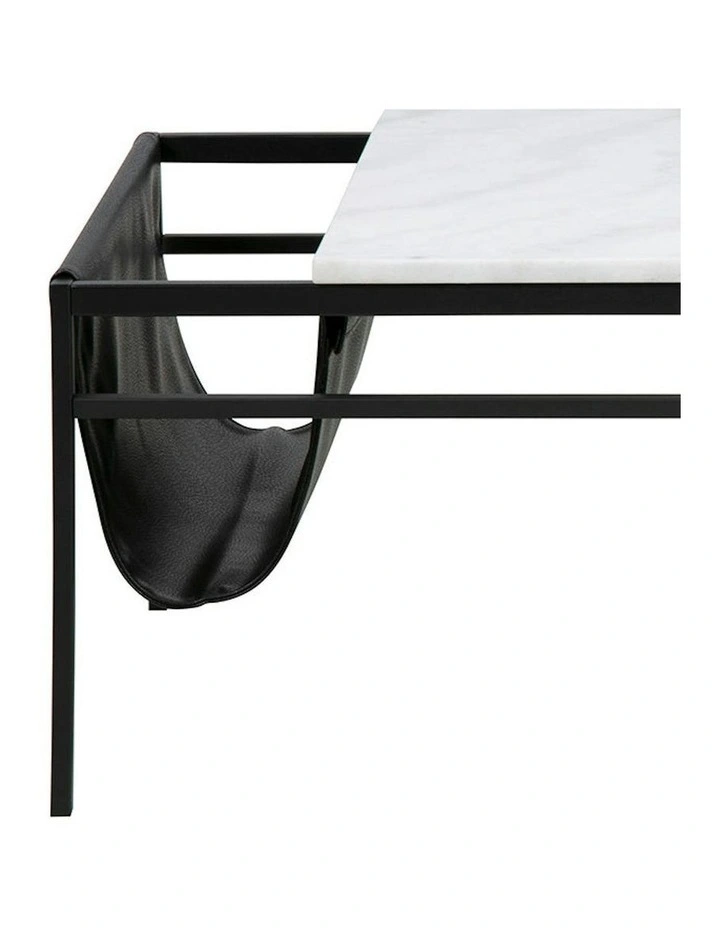 DARIEN Marble Coffee Table 115cm - White & Black image 3
