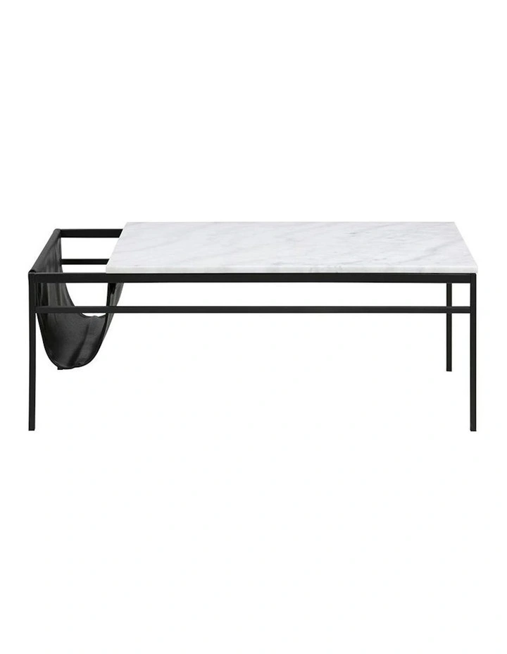 DARIEN Marble Coffee Table 115cm - White & Black image 6
