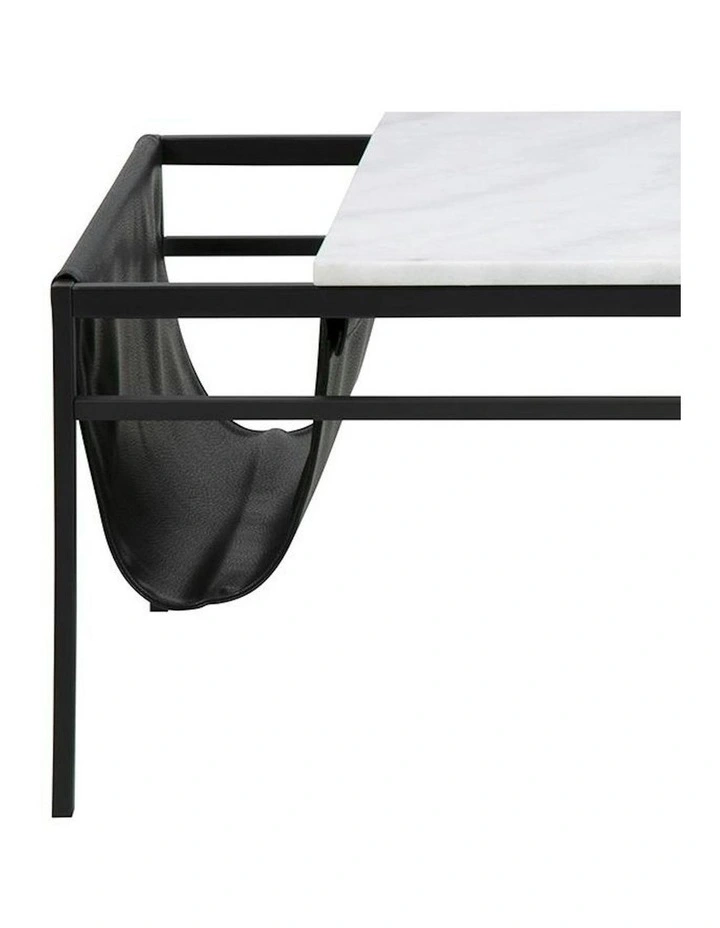 DARIEN Marble Coffee Table 115cm - White & Black image 7
