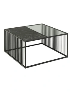 STRINGTON Square Coffee Table 80cm - Black Marble Effect