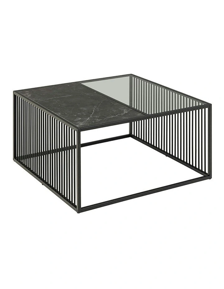 STRINGTON Square Coffee Table 80cm - Black Marble Effect image 1