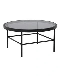CASHEL Round Coffee Table 80cm - Smoke & Black