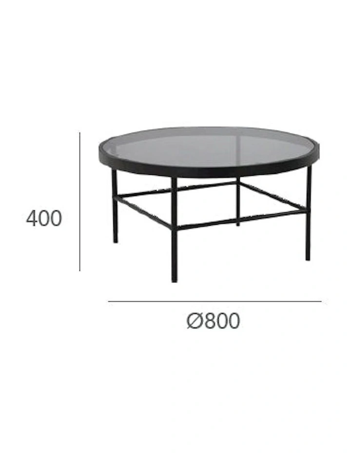CASHEL Round Coffee Table 80cm - Smoke & Black image 2