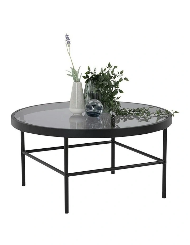 CASHEL Round Coffee Table 80cm - Smoke & Black image 4