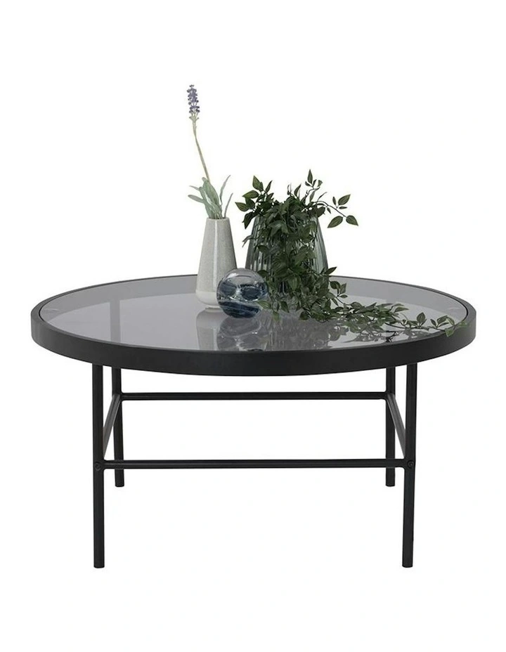 CASHEL Round Coffee Table 80cm - Smoke & Black image 5