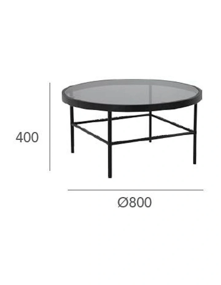 CASHEL Round Coffee Table 80cm - Smoke & Black image 7