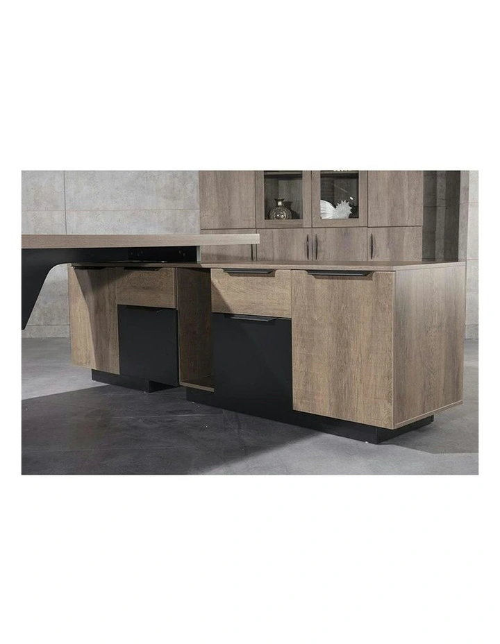 BALDER Executive Desk with Right Return 1.8-2.0M - Warm Oak & Black image 2