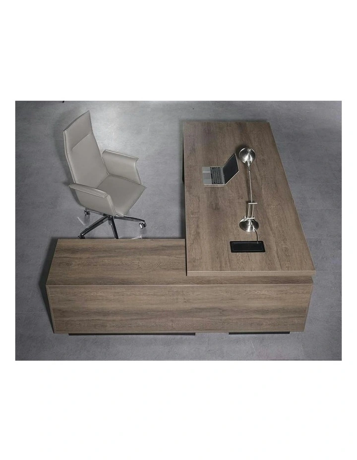BALDER Executive Desk with Right Return 1.8-2.0M - Warm Oak & Black image 3