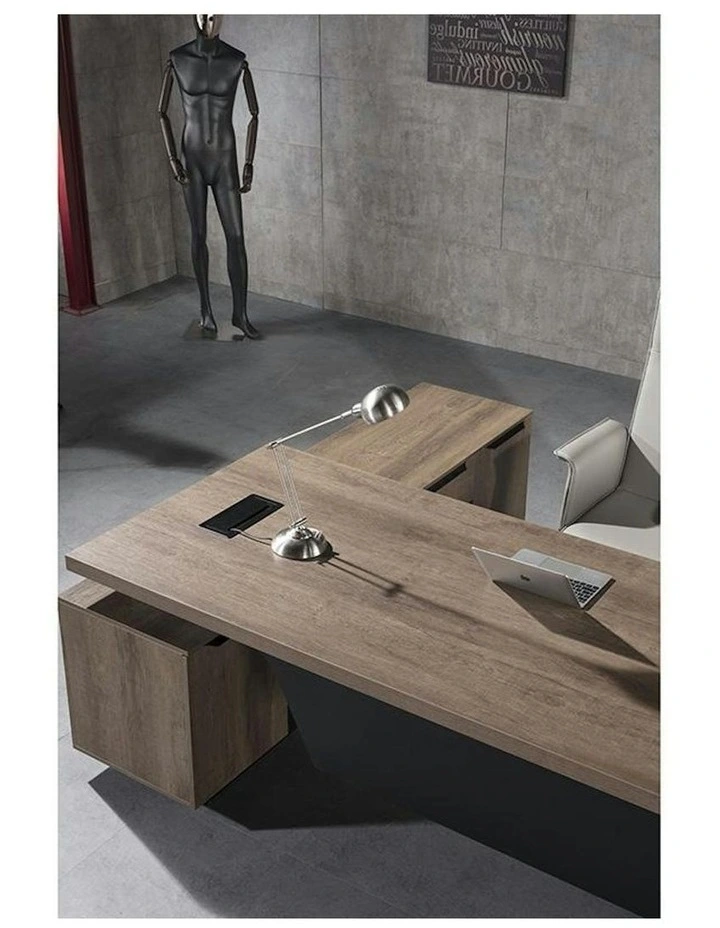BALDER Executive Desk with Right Return 1.8-2.0M - Warm Oak & Black image 4