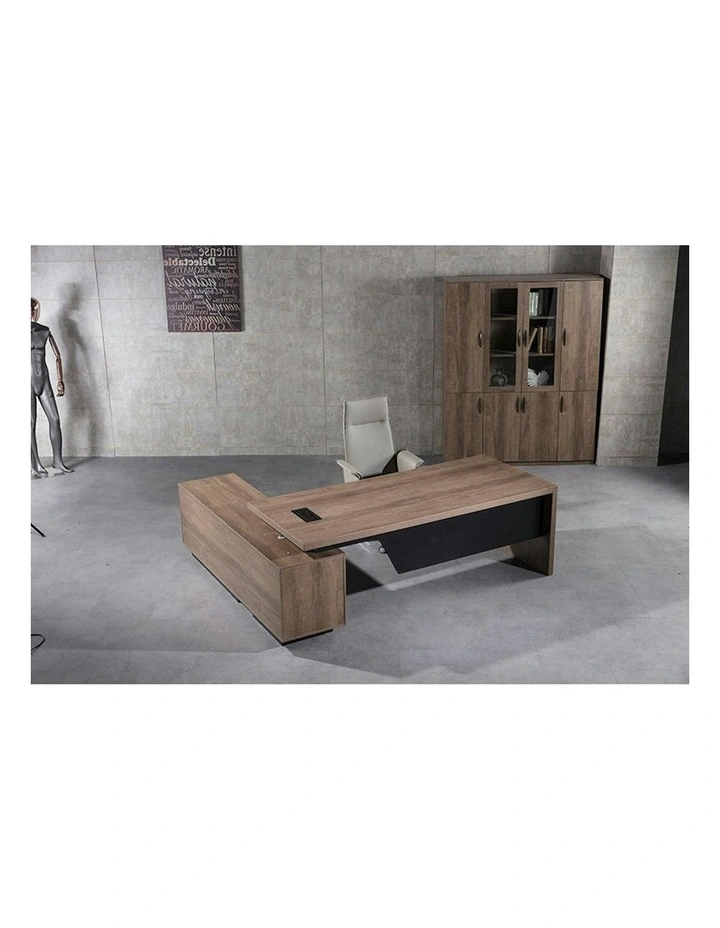 BALDER Executive Desk with Right Return 1.8-2.0M - Warm Oak & Black image 7