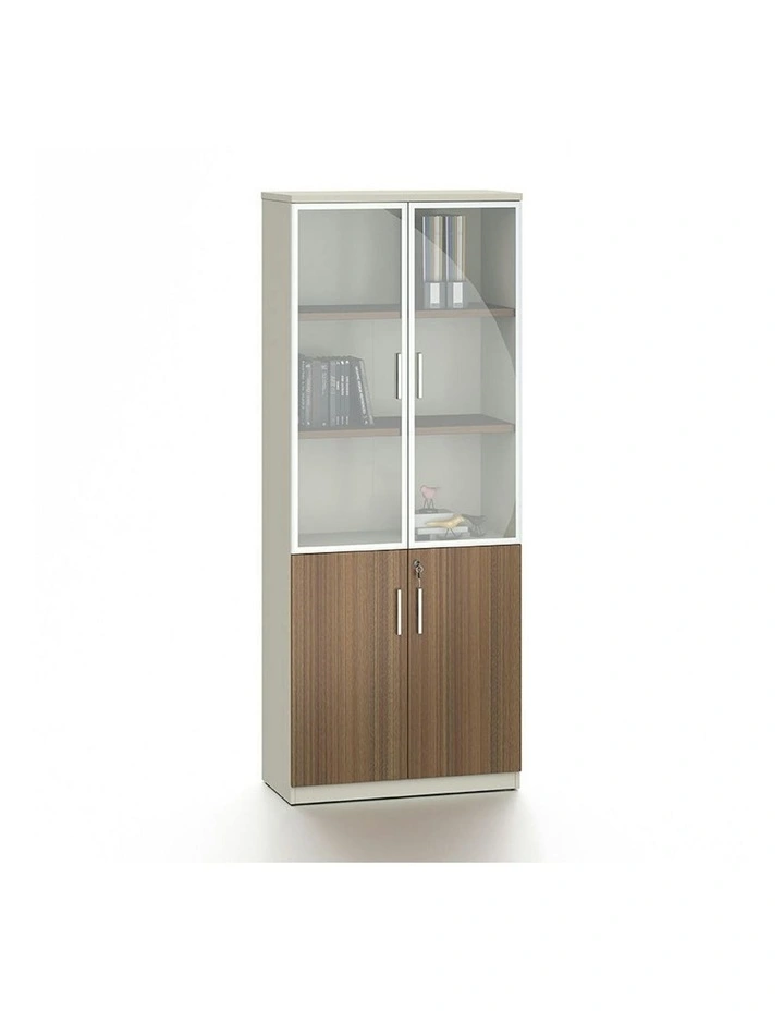 ANDERSON 2 Door Display Unit 80cm - Hazelnut & Beige image 1