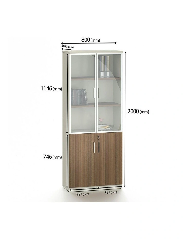 ANDERSON 2 Door Display Unit 80cm - Hazelnut & Beige image 3